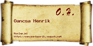 Oancsa Henrik névjegykártya